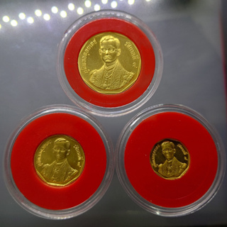 เหรียญทองคำ รัชมังคลาภิเษก ร9 ครบชุด 3 เหรียญ (1500-3000-6000) พ.ศ.2531