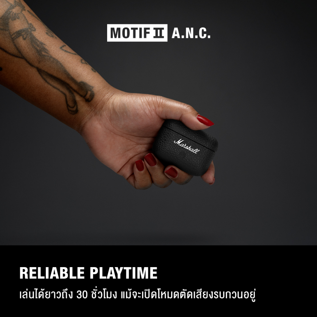 MARSHALL MOTIF II A.N.C. BLACK - หูฟังตัดเสียงรบกวน, หูฟังบลูทูธไร้สาย, หูฟังบลูทูธ Bluetooth 5.3