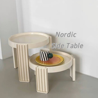 🔥พร้อมส่ง🔥Nordic Side Table โต๊ะกลาง🗄ชั้นวางของ สีขาวครีม (ราคาสำหรับ 2 ชิ้น)