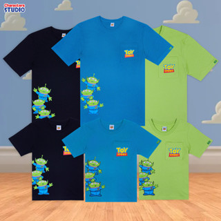 Disney Toy Story Green Man Family Men&amp;Kid T-Shirt -เสื้อยืดครอบครัวดิสนีย์ ทอย สตอรี่ เอเลี่ยน ผู้ใหญ่ และเด็ก สินค้าลิขสิทธ์แท้100% characters studio