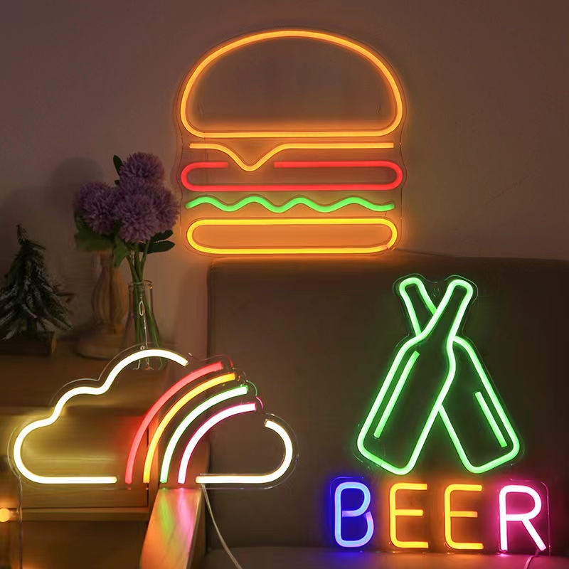 ป้ายไฟ-รูปแฮมเบอร์เกอร์-burger-ป้ายนีออนสำหรับตกแต่งผนังไฟนีออนสำหรับป้ายธุรกิจ-led-สำหรับร้านขายอาหารแฮมเบอร์เกอร์ครัว