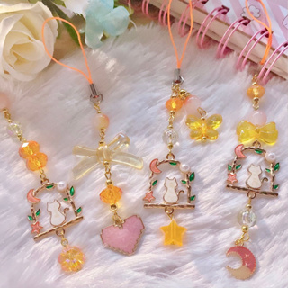 ｡✿*ﾟ Phone Strap ･✿.｡ สายคล้องมือถือ พลอยและหินนำโชคโทนส้ม | Chanis Store