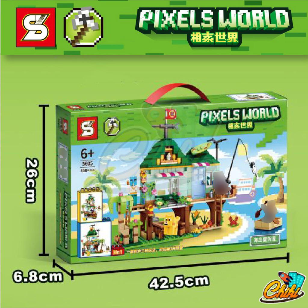 ชุดตัวต่อ-pixels-world-บ้านพักชายทะเล-แบบ-3-in-1-sy5605-จำนวน-450-ชิ้น