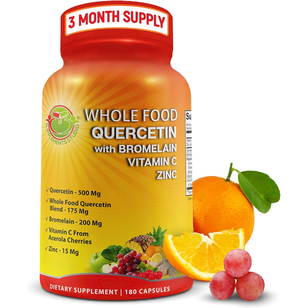 เควอซิติน 180 แคปซูล Quercetin with Bromelain Vitamin C and Zinc with Organic Whole Food
