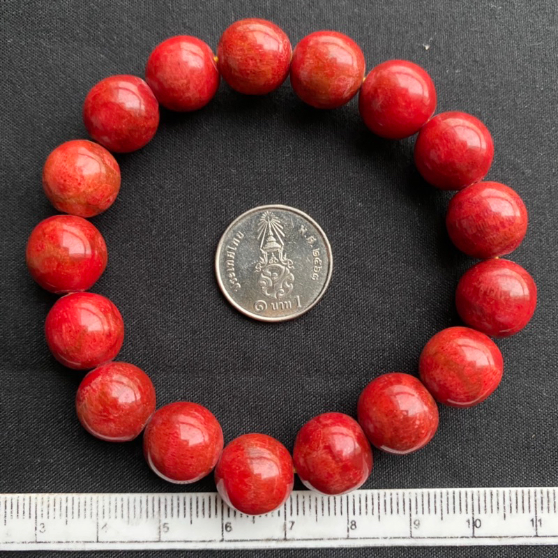 สร้อยข้อมือปะการังสีแดงธรรมชาติไม่ย้อมสี-natural-undyed-red-coral-bracelet
