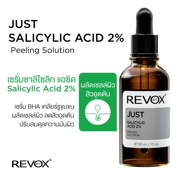 Revox B77 เซรั่มซาลิไซลิก 2 ลดการอุดตันและผลัดเซลล์ผิว Just Salicylic Acid 2 Peeling Solution 7617