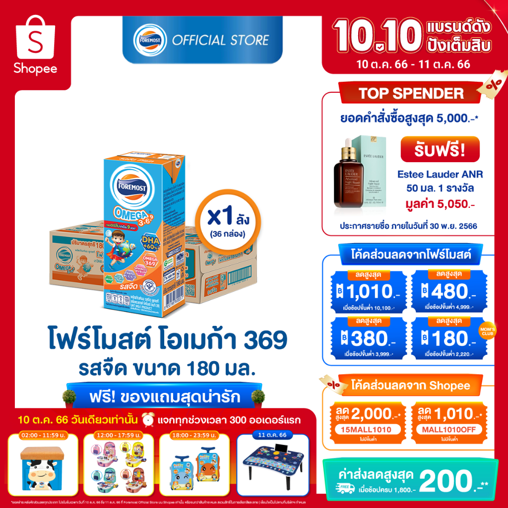 ภาพหน้าปกสินค้าโฟร์โมสต์ โอเมก้า 369 รสจืด 180มล (36กล่อง/ลัง) Foremost Omega 369 Plain 180ml (นมกล่องUHT) จากร้าน foremost_official_shop บน Shopee