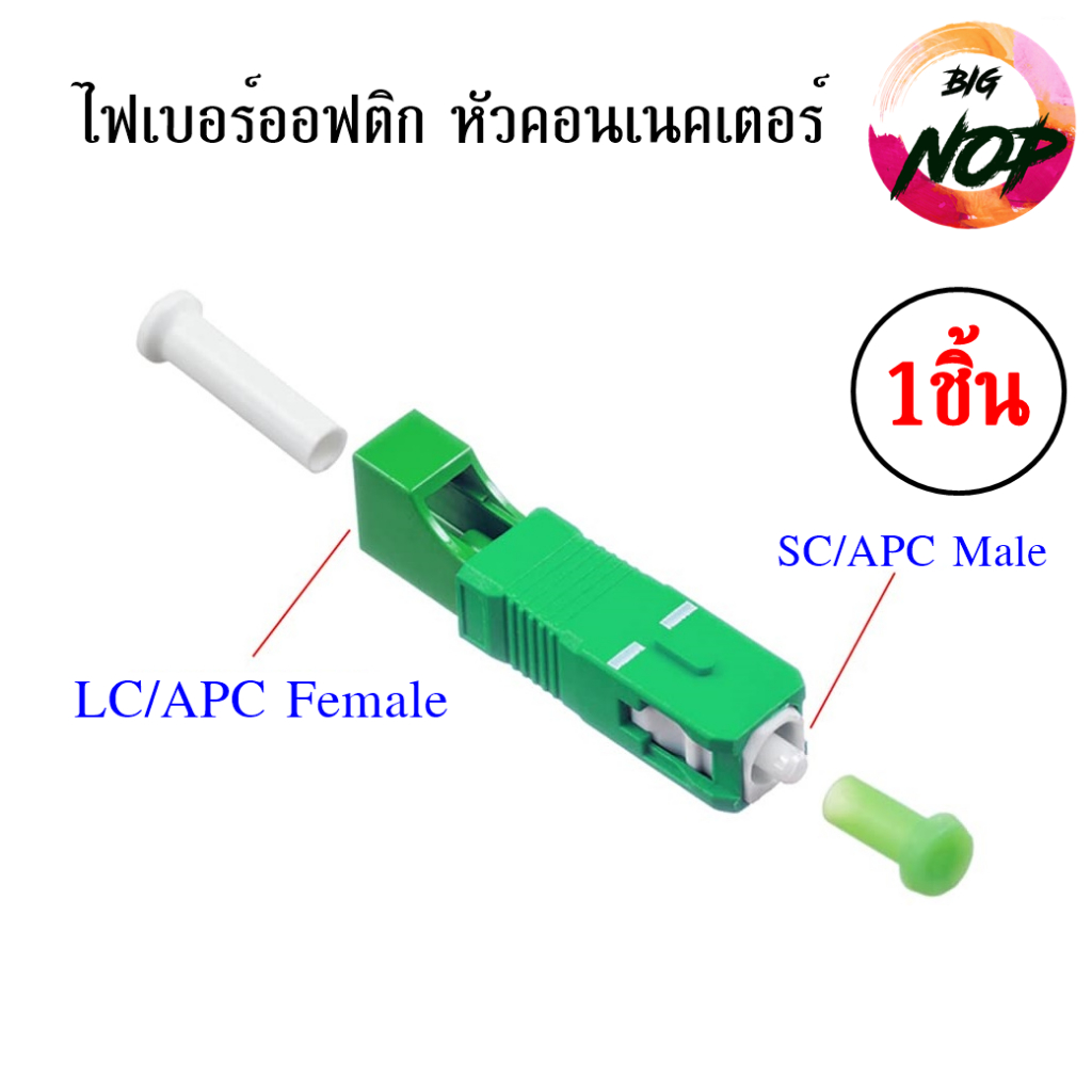 หัวไฟเบอร์ออฟติกหัวคอนเนคเตอร์ LC/APC(Female) เป็น SC/APC(Male) สีเขียว ...
