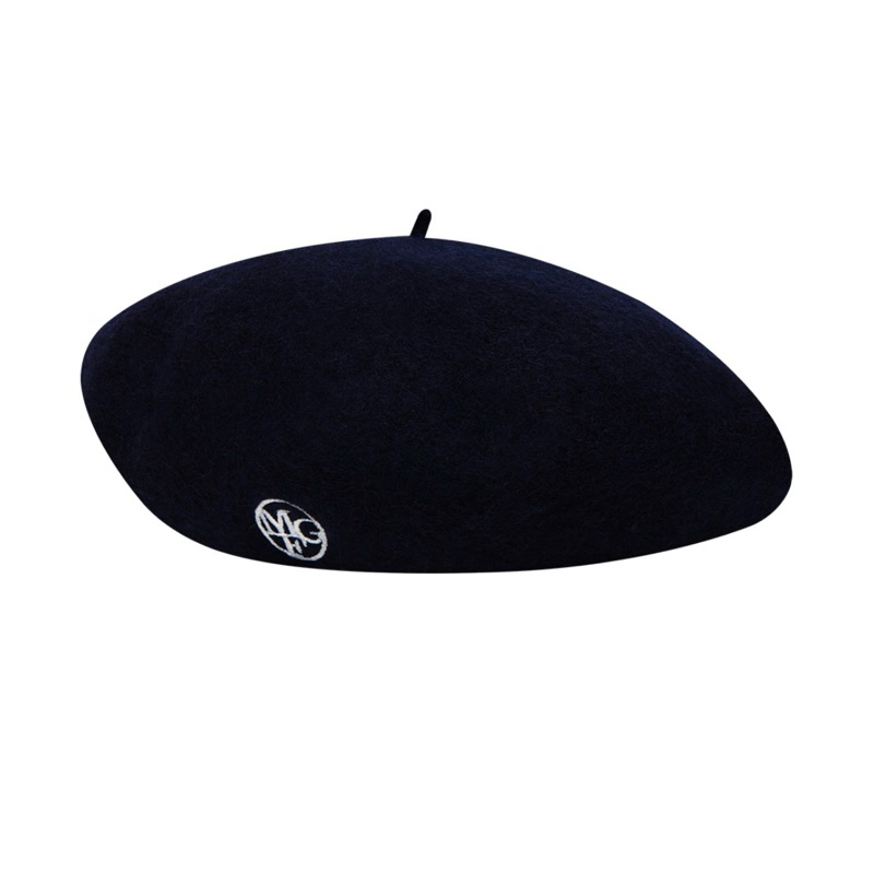 ★MARITHE★送料込み★CIRCLE LOGO EMBROIDERY WOOL BERET พรีออเดอร์ Marithe รุ่น Circle Logo Embroidery Wool Beret