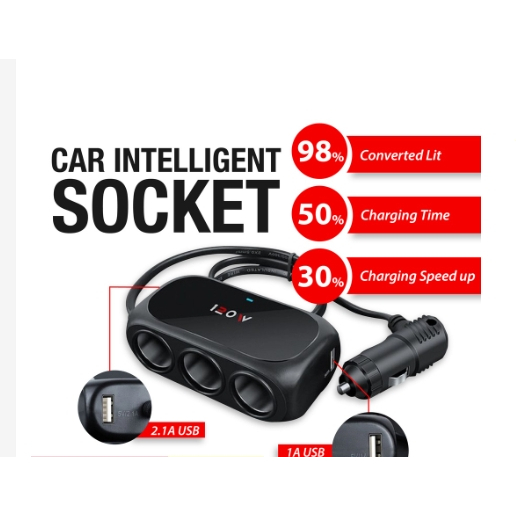 charging-kit-เพิ่มที่จุดบุหรี่ในรถยนต์เป็น-2-socket-และช่องเสียบที่ชาร์จแบตในรถยนต์-usb-2-port-สีดำ-md