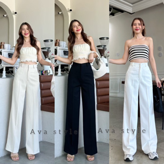 Perfect pants 🚨กางเกงขากระบอกเอวสูง แต่งหูเข็มขัด(ผ้าลิลลี่Lilly) ทรงสวยผ้าดีมากๆ🔥