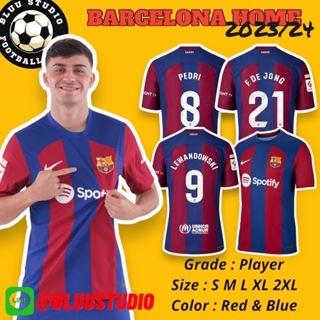 bluu⚽พร้อมส่งจากไทย🇹🇭 เสื้อบอลทีม บาเซโลน่า เหย้า (Player) ปี 2023/24 Barcelona Home Jersey 2023/24 ❌ไม่ใช่เกรดตลาด❌