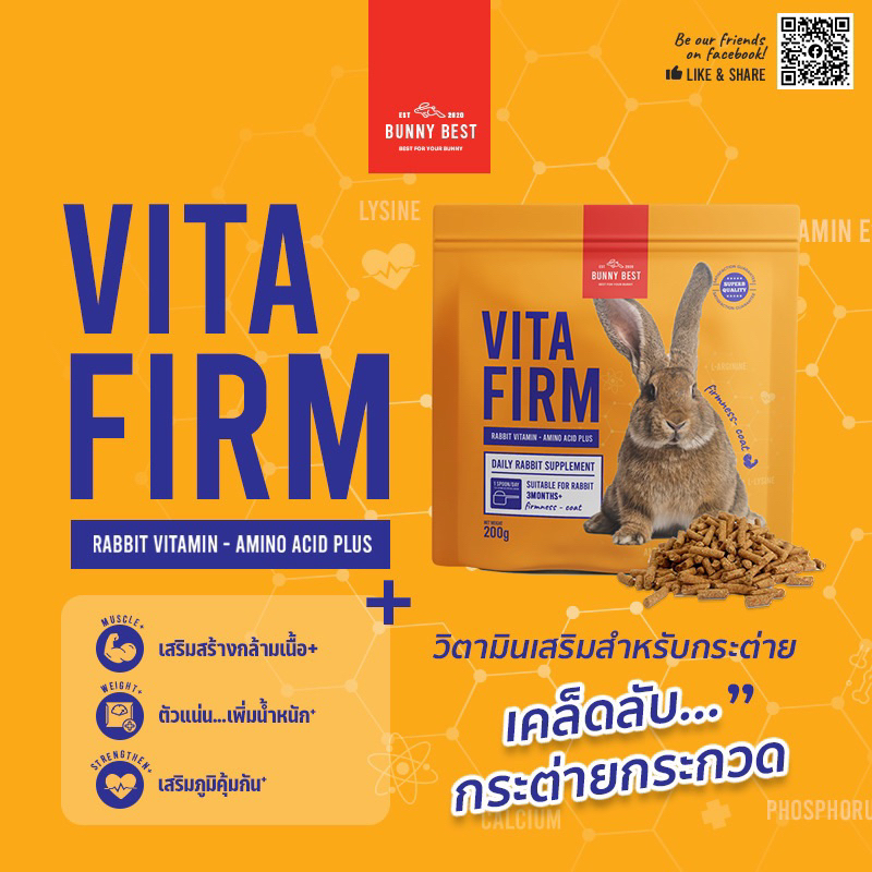 Bunny Best Vita mix Vita Firm วิตามินเสริมสำหรับกระต่าย วิตามินซี แก้ ...