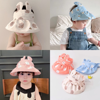 🐻พร้อมส่ง🐻 หมวกกันแดดเด็กลายหมี แบบครึ่งหัว น่ารักมาก ระบายอากาศได้ดี ปรับขนาดตีนตุ๊กแกข้างหลังได้