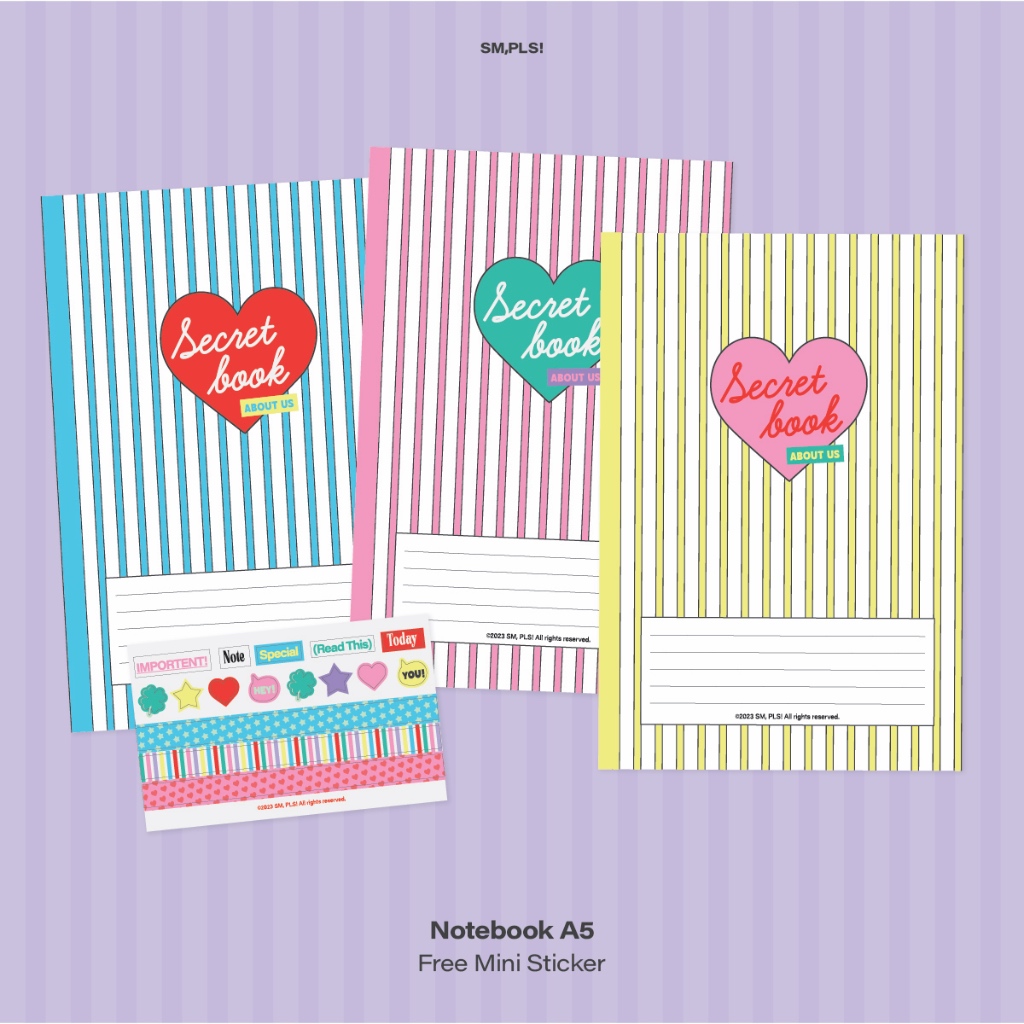 Secret Notebook A5 Free mini Sticker (สมุดโน๊ตแถมสติกเกอร์ตกแต่งฟรี ...