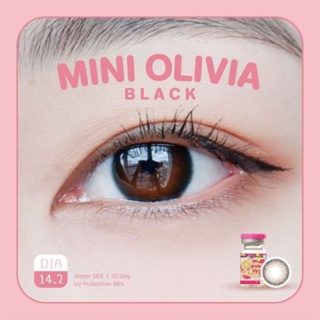 💖 Kitty kawaii black สีดำ mini Olivia Contactlens บิ๊กอาย คอนแทคเลนส์ ราคาถูก แถมตลับฟรี