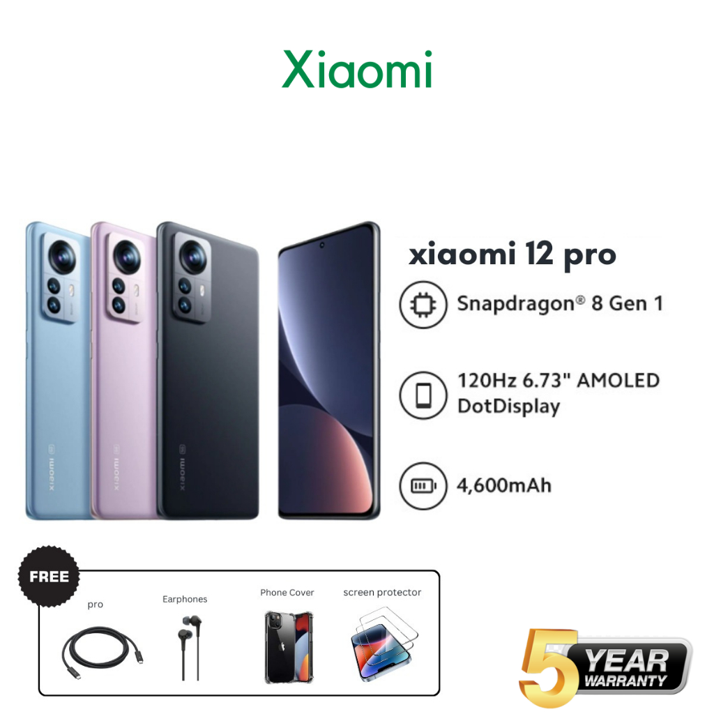 ภาพหน้าปกสินค้าXiaomi 12pro สมาร์ทโฟน RAM 6GB ROM 128GB 5.7  แบตอึด 5000mAh อุปกรณ์ครบ แถมเคสใส ฟิล์มกระจก พร้อมส่งจากไทย จากร้าน underdog788 บน Shopee
