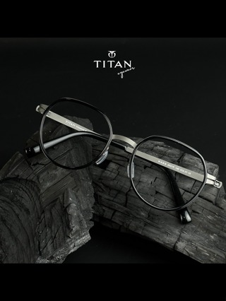 กรอบแว่นตาไทเทเนี่ยม TITAN รุ่น 9463 C01 ทรงหกเหลี่ยมหยดน้ำ Made in Korea