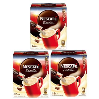 NESTLE NESCAFE กาแฟสำเร็จรูป เนสกาแฟ เอ็กซ์เซลลา ทรี อิน วัน สำหรับลาเต้ และกาแฟเย็น ผลิตในประเทศญี่ปุ่น ชุดละ 3 กล่อง ก