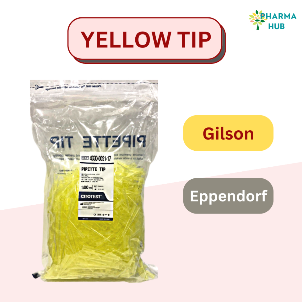 Yellow tip 1000 ชิ้น/ถุง ทิปเหลือง Pipette Tip graduated 200 uL. ชนิด ...