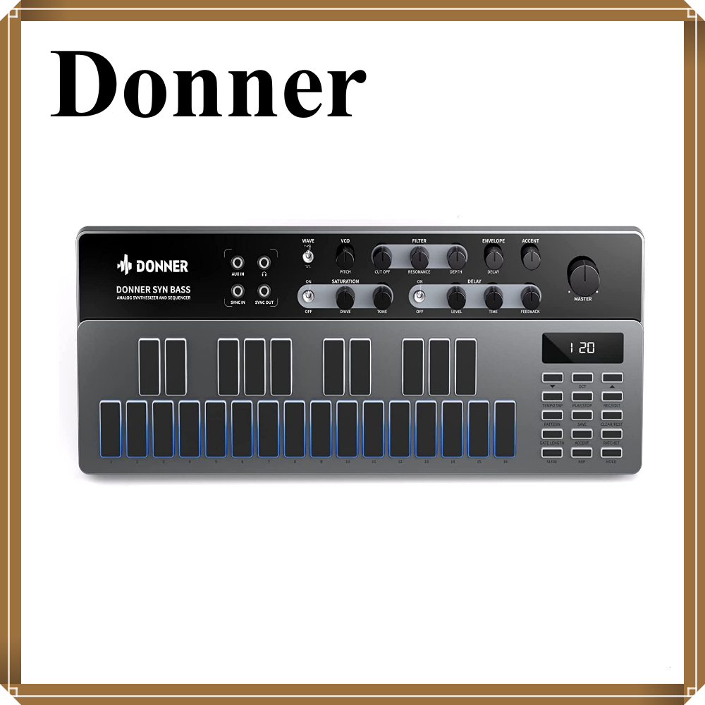 Donner B1 Bass Synth & Sequencer - 128 Patterns, MIDI IN/OUT, Saturation & Delay Effects - Foto 13