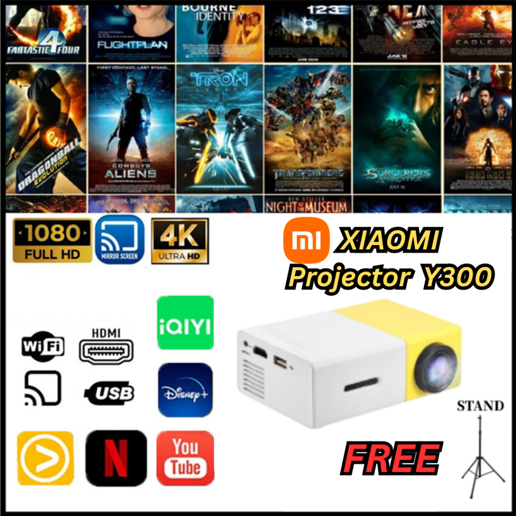 ภาพหน้าปกสินค้าMini Projector Y300 มินิโปรเจคเตอร์แบบชาร์จไฟได้ Y300 โปรเจคเตอร์มือถือกลางแจ้ง 720P Full HD จากร้าน y.n.k.music.store บน Shopee