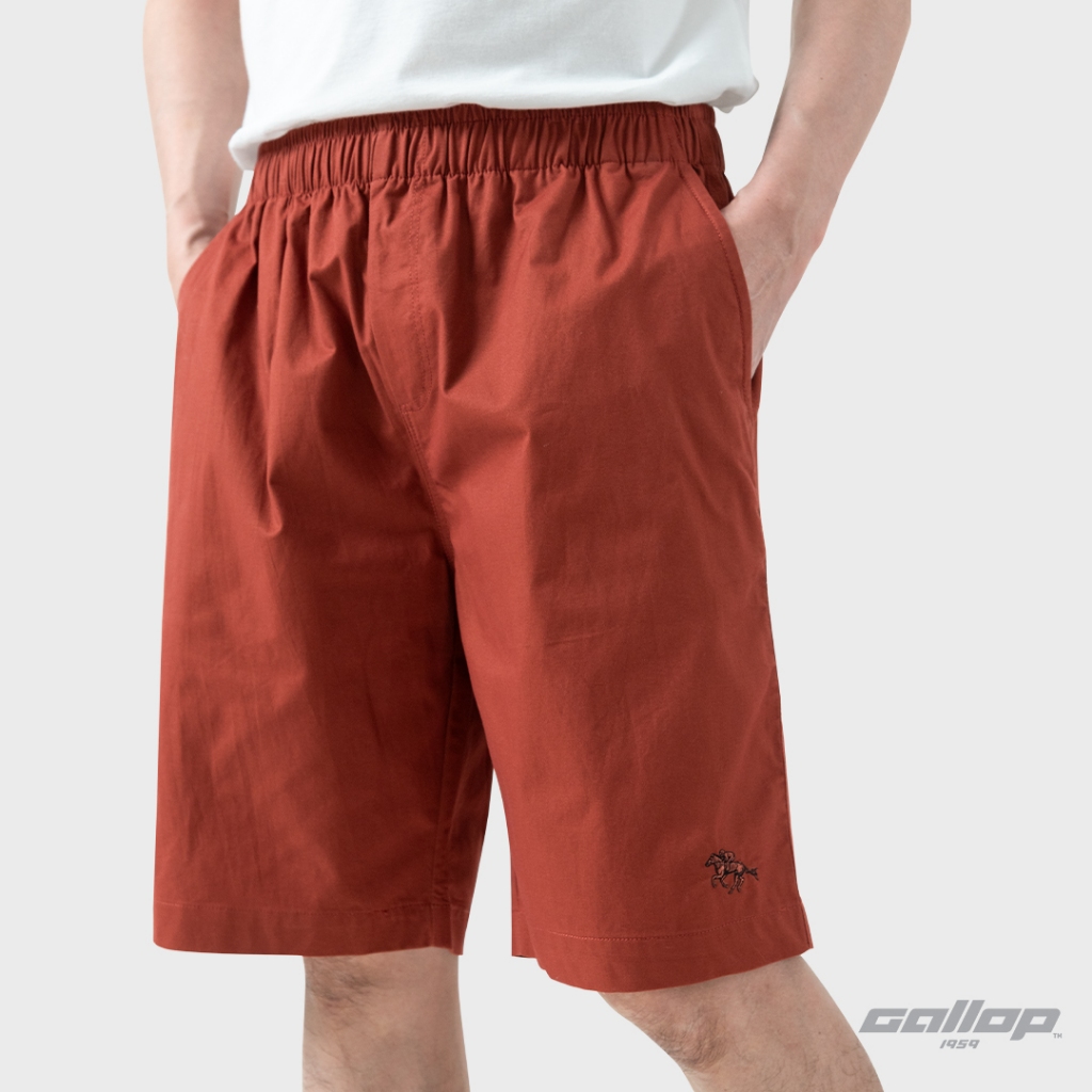 GALLOP : Twill Shorts กางเกงขาสั้นเอวยางยืดผู้ชาย รุ่น GS9027 สี Brick ...