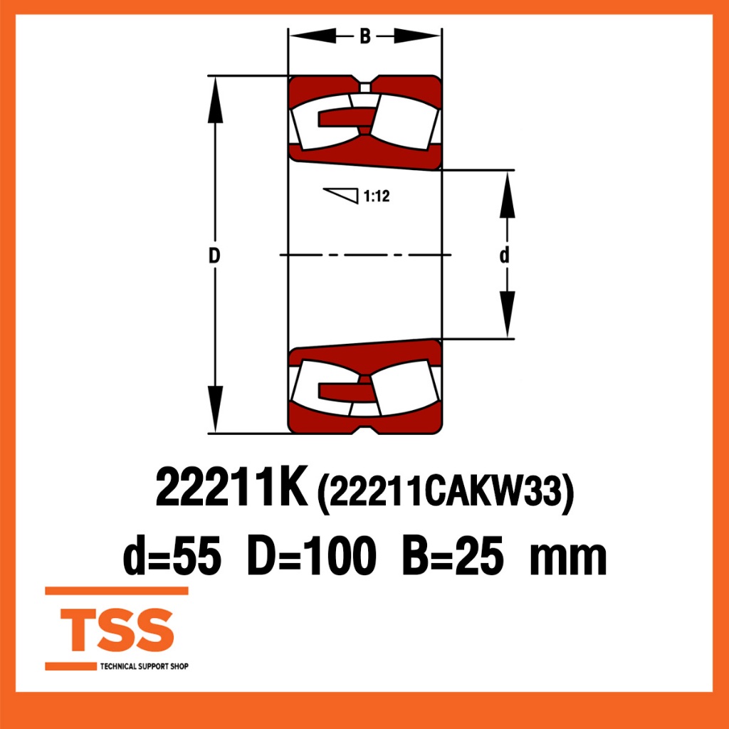 22211K 22212K 22213K 22214K 22215K UBC ตลับลูกปืนเม็ดหมอน แบบโค้ง ...