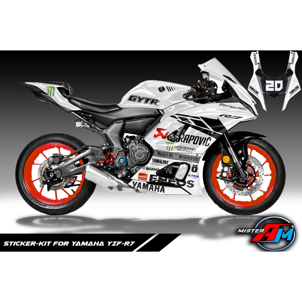 (เลือกสีด้านใน) [เกรด Premium Basic] ชุดสติ๊กเกอร์ Yamaha YZF-R7 (TT ...