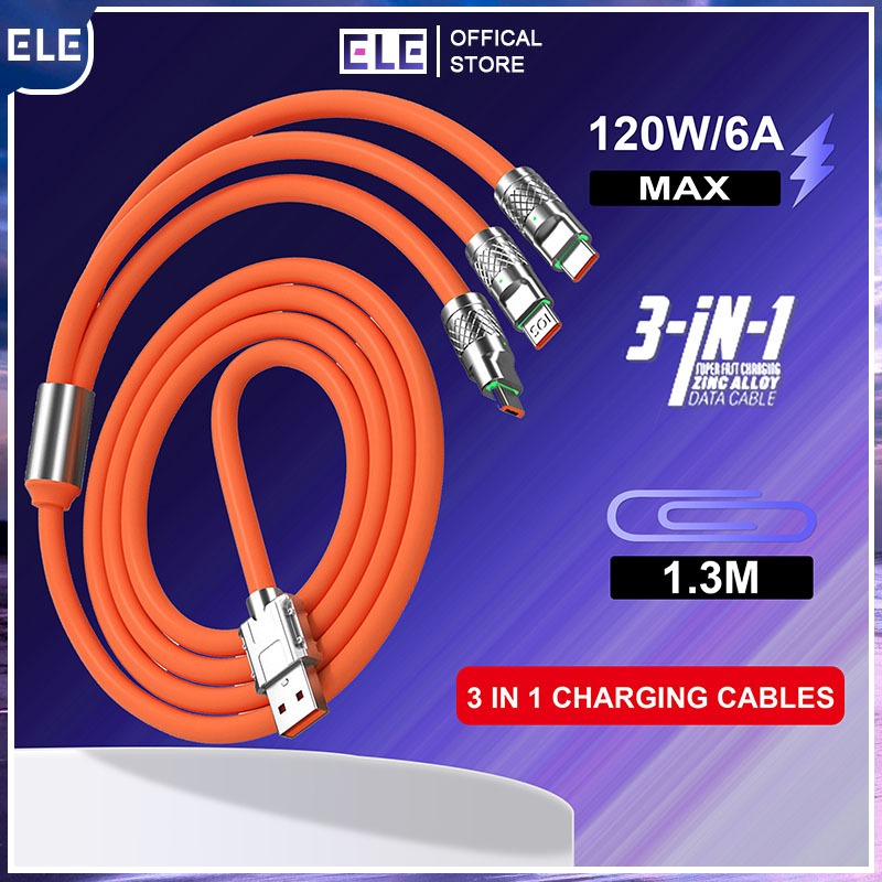 [ELE]สายชาร์จเร็วประสิทธิภาพสูง 3 in 1 USB เป็น Type-C / L / Micro ...