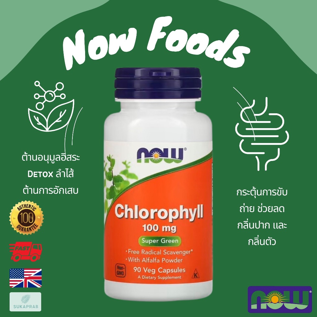 Chlorophylle Now Foods 100 Mg - Boîte De 90 Capsules - Complément Alimentaire Naturel - Neuf