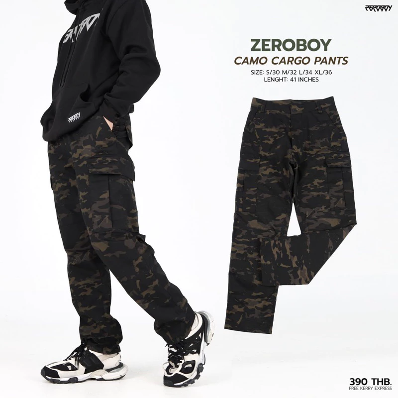 ZEROBOY - CAMO CARGO PANTS กางเกงคาร์โก้ลายทหาร ลายพราง https://wayoza.com