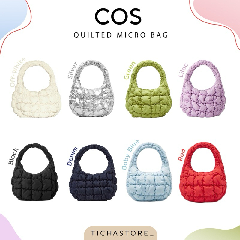 (พร้อมส่ง) กระเป๋า Cos Quilted Micro Bag สี Black/Lilac/Silver/Green ...