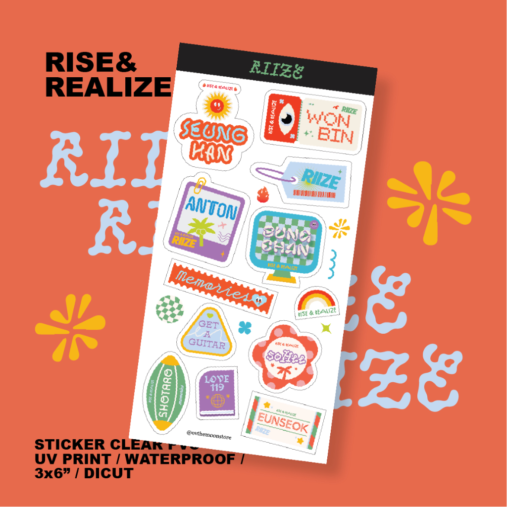 STICKER RIIZE - RISE & REALIZE สติกเกอร์ RIIZE เนื้อใส กันน้ำพร้อมไดคัท ...