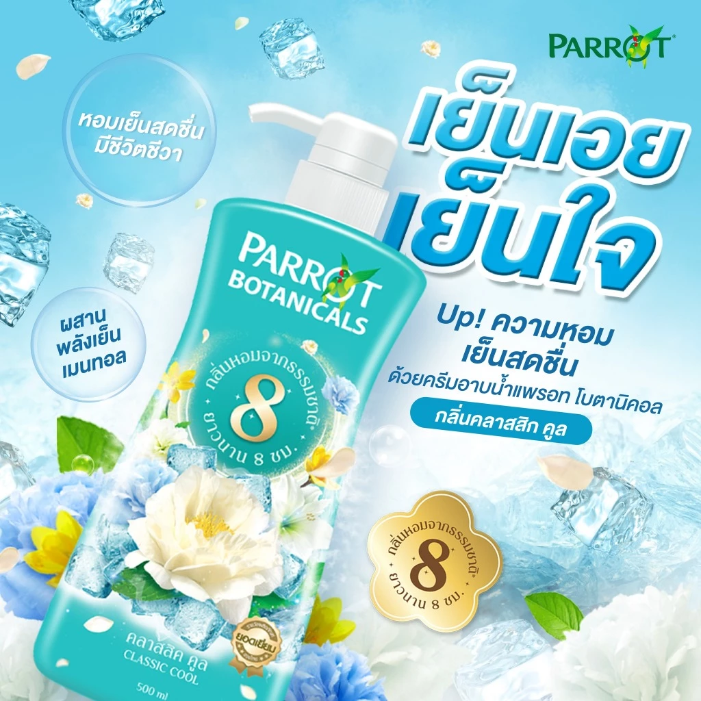 PARROT แพรอทครีมอาบน้ำ คลาสสิค คูล Botanicals Classic Cool สบู่เหลว Liquid soap https://wayoza.com