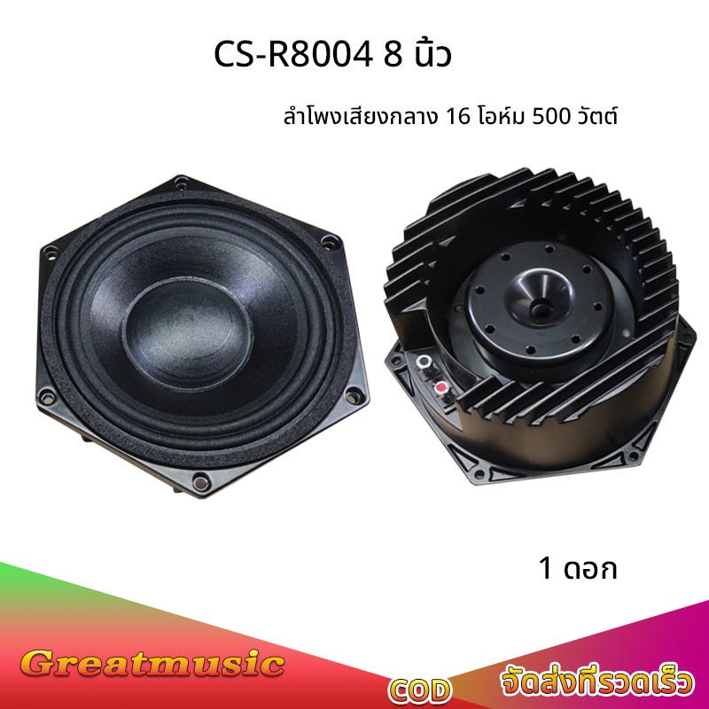 CS-R8004 ลำโพงเสียงกลาง 8 นิ้ว แม่เหล็กนีโอ 16 โอห์ม 500 วัตต์ ราคา 1 ...