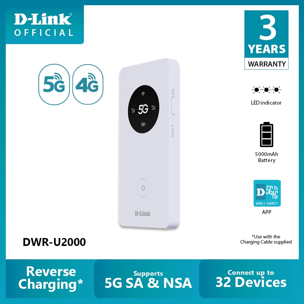 Pocket 5G D-Link Network DWR-U2000 5G/LTE Mobile Router (Pocket ใส่ซิม 5G)