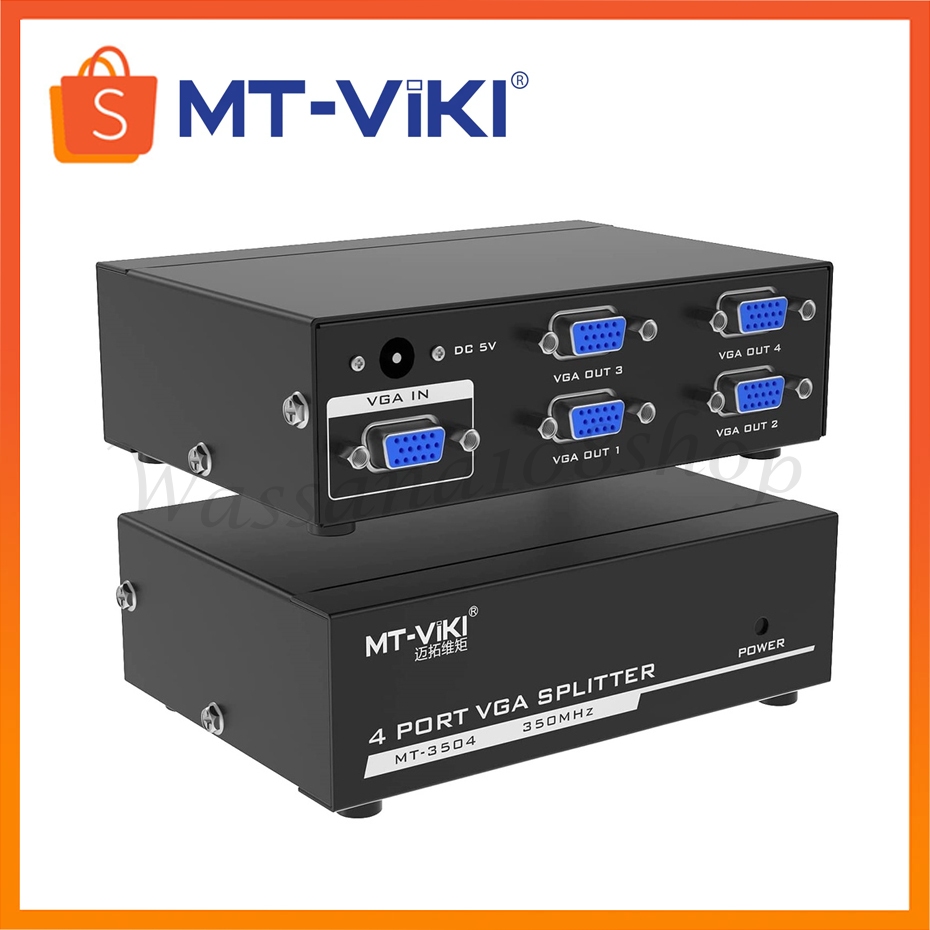 MT-VIKI 1x4 VGA Splitter 1 In 4 Out, Mirror 1 VGA Video & Audio On