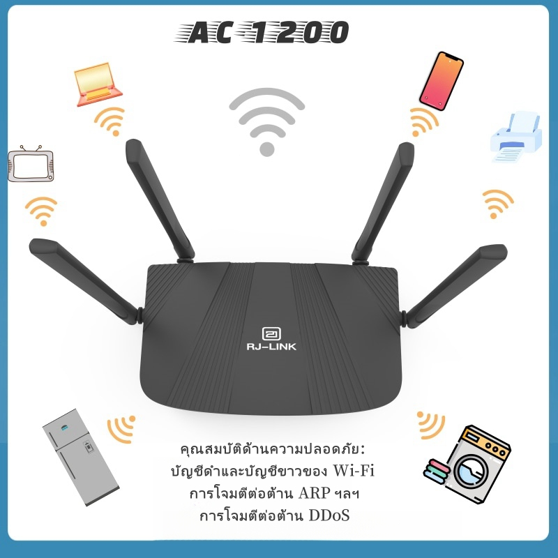 router AC1200 เราเตอร์ 4G/5G Router wifi ความเร็วในการถ่ายโอน 1200 Mbps ...