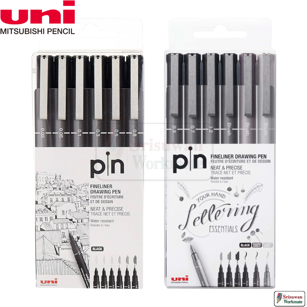 Uni Pin Fineliner Drawing Pen Set ชุดปากกาตัดเส้น 6 ด้าม ปากกาตะดเส้น ...