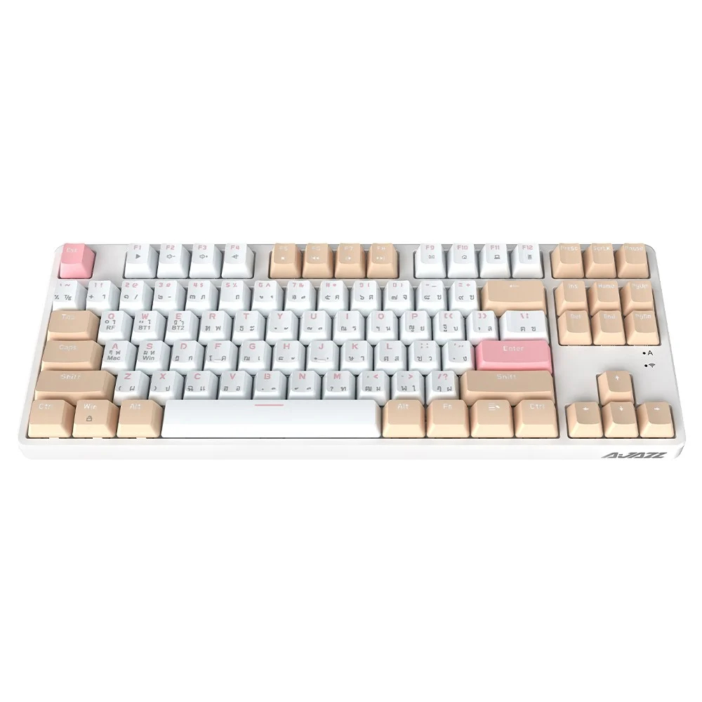 คีย์บอร์ด Ajazz รุ่น AK871 - White Tea ขนาด 80% TKL 87Keys, Wireless ...