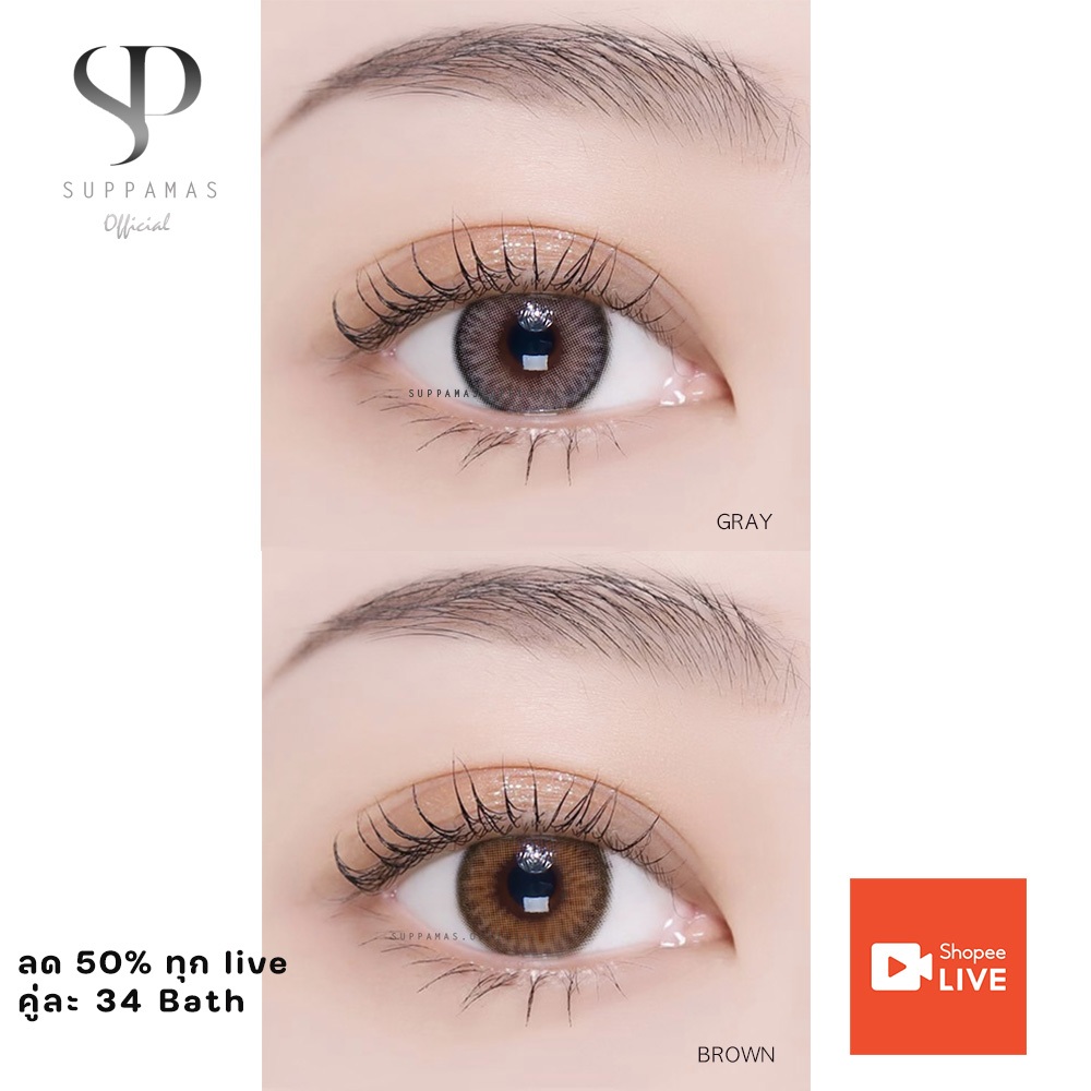 คอนแทคเลนส์ Trinity Brown / Gray (Kitty Kawaii) ขนาดมินิ ลาย DNA ใหม่ ...