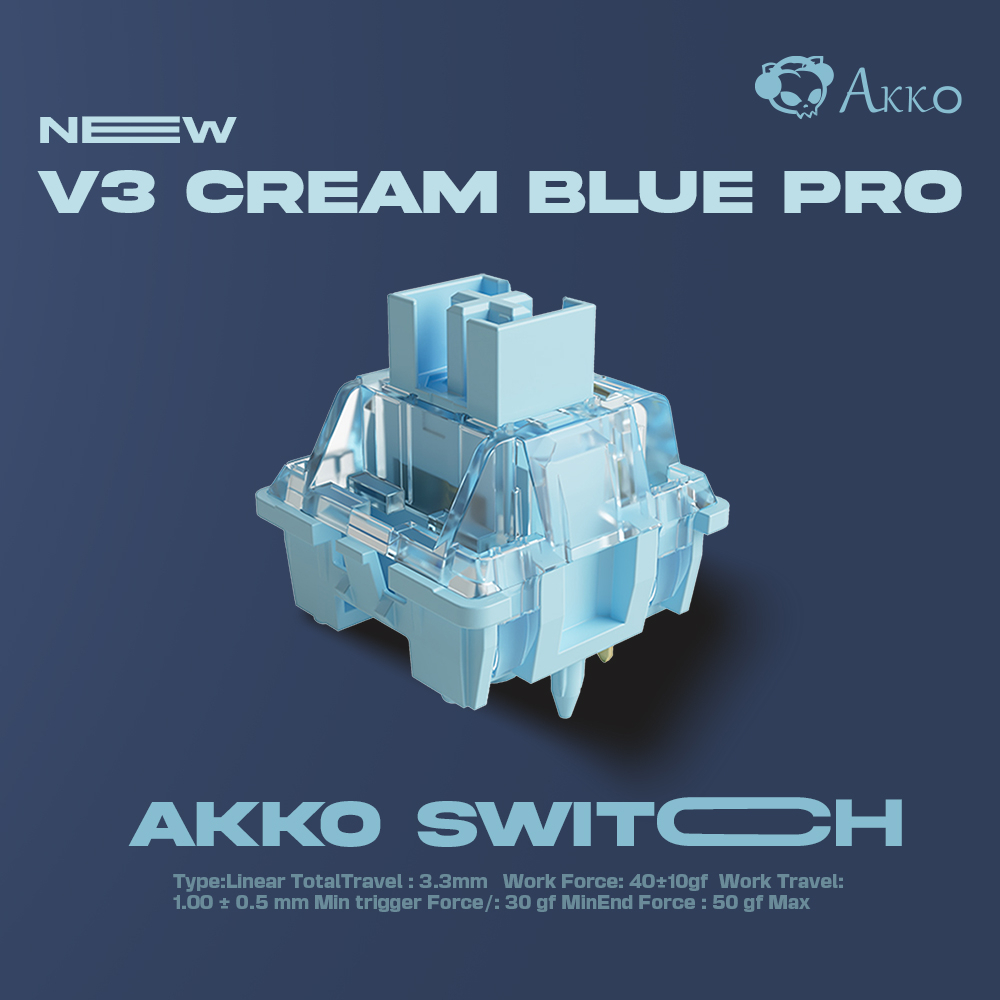 (1กล่อง45ตัว) Akko Cream Blue Pro v3 [Tactile] 45g+- Factory-lubed ...