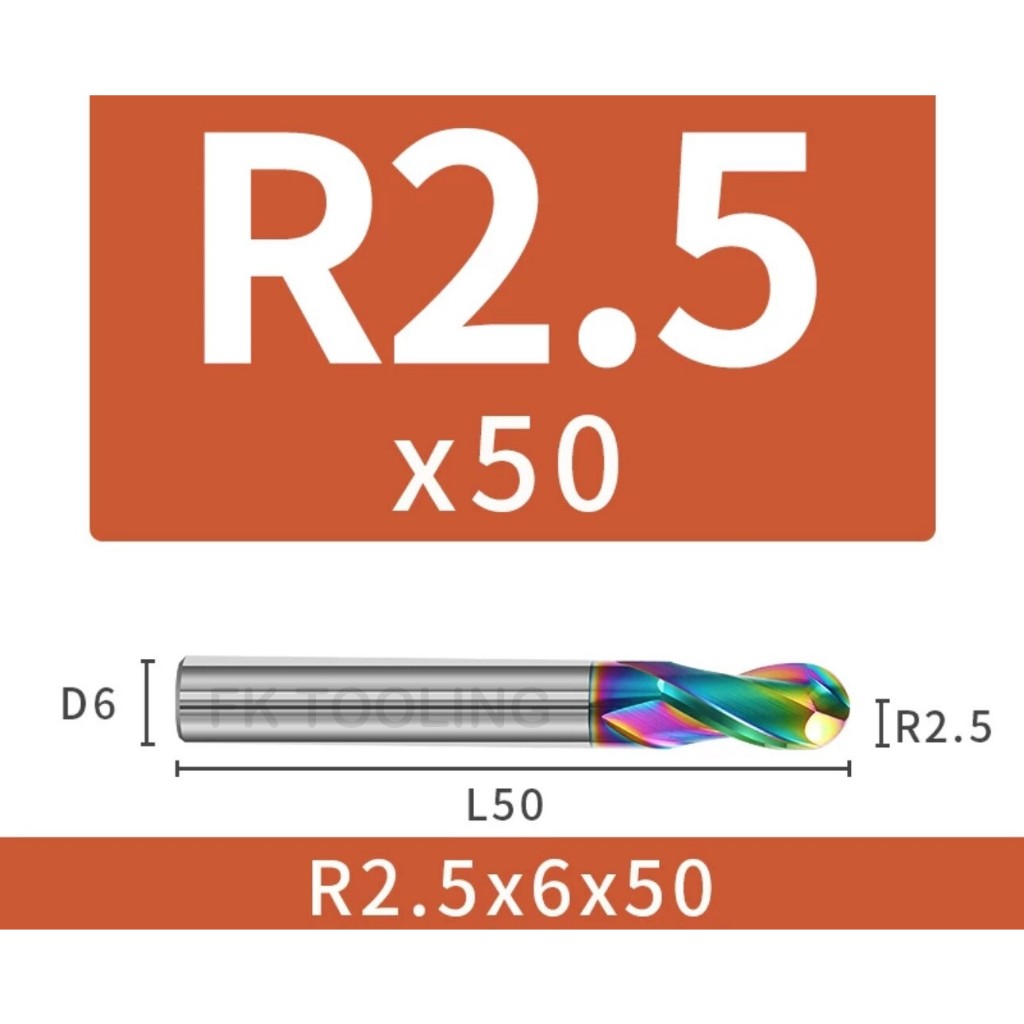 เอ็นมิลคาร์ไบด์ หัวบอล อลูมิเนียม สีรุ้ง - Carbide End Mill Ball Nose ...