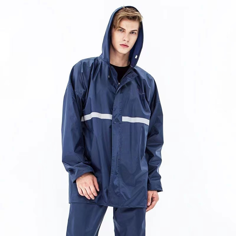 ชุดกันฝน มีแถบสะท้อนแสง รุ่นหมวกติดเสื้อ Waterproof Rain Suitt เสื้อกัน ...