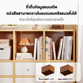 EM มีลิ้นชัก เปิดชั้นวางจอแสดงผล 120/90/60cm สีขาว-สีไม้ ชั้นหนังสือ ติดตั้งง่าย ชั้นวางของเล่น