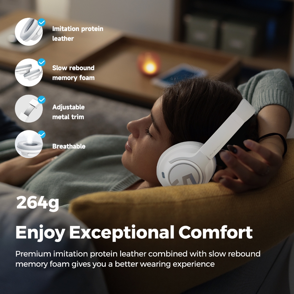 SoundPEATS SPACE หูฟังครอบหู Bluetooth 5.3 Headphones รองรับ Hi-res มี Hybrid ANC ใช้ได้นาน 123 ชม. Game mode