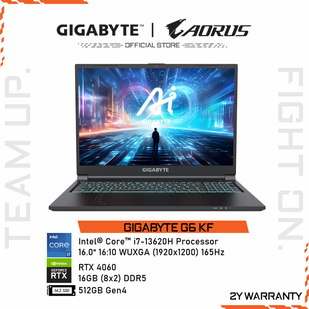 GIGABYTE G6 KFH3TH853KH Gaming Notebook 16" Intel® Core™ i713620H RTX4060 RAM 16GB SSD