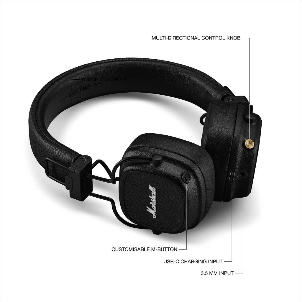 MARSHALL Major V Bluetooth 5.3 Black - หูฟังบลูทูธ หูฟังครอบหู หูฟังไร้สาย