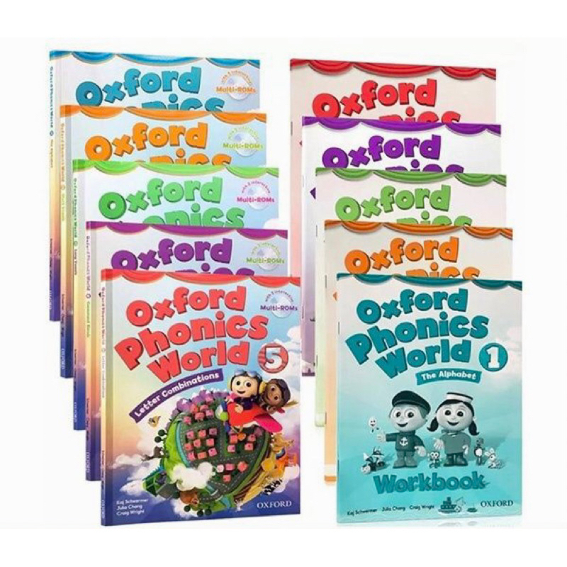 Oxford Phonics World 5 Reading Books + 5 Workbooks Set Educational Toys ...